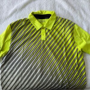 Nike Men's Yellow and Gray Striped Polo Shirt